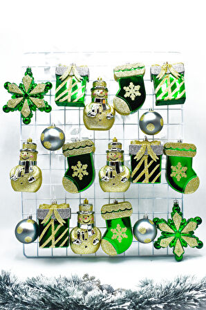 Waldern Premium Collection 18'li Mix Yılbaşı Süsü Set Simli