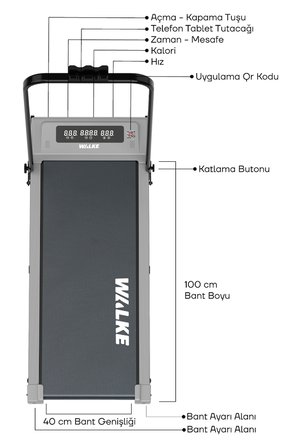 Walke G-Pro Bluetoothlu Uygulamalı Uzaktan Kumandalı Koşu Bandı Yürüyüş Bandı