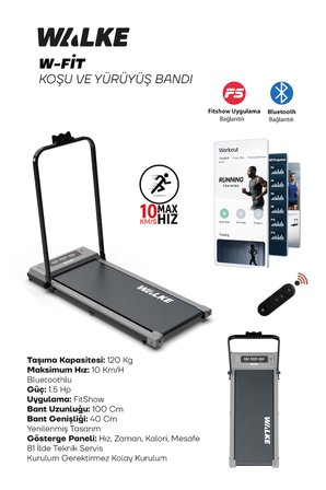 Walke G-Pro Bluetoothlu Uygulamalı Uzaktan Kumandalı Koşu Bandı Yürüyüş Bandı