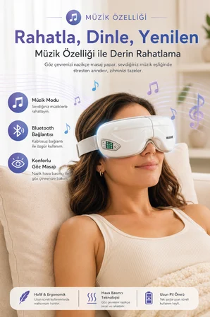 Walke Bluetoothlu Müzik Çalarlı Isıtmalı Akıllı Göz Masaj Cihazı G-01
