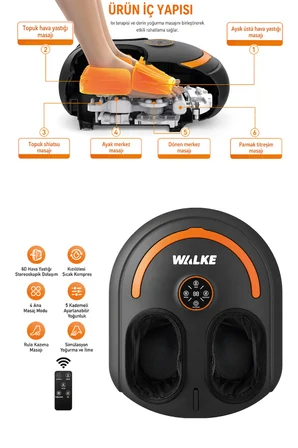 Walke Premium Uzaktan Kumandalı Çıkarılabilir Kılıf Isıtmalı Ayak Masaj Aleti A-01