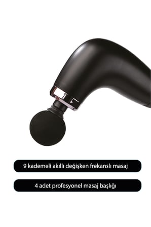 Walke Reach Pro Şarjlı Uzun Saplı Masaj Tabancası 4 Başlıklı Derin Doku Masaj Aleti V-02