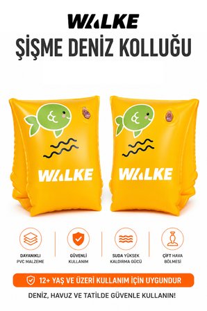 Walke Fish Şişme Deniz Kolluğu 30x15 cm Çift Hava Bölmeli Yüzme Kolluğu 12102