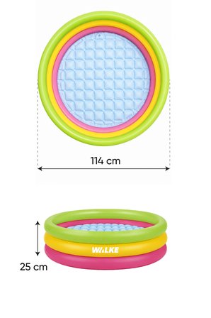 Walke 114 x 25 cm 3 Boğumlu Şişme Çocuk Havuzu Dayanıklı Bahçe ve Balkon Havuzu 14103