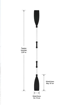 Walke Ayarlanabilir Alüminyum Çift Taraflı Kano Küreği 207 cm | Kano, SUP ve Deniz Yatağı Uyumlu 16101