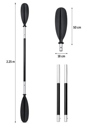 Walke Profesyonel Alüminyum Çift Taraflı Kano Küreği 225 cm | Kano, SUP ve Şişme Bot Uyumlu 16102