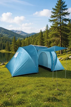 Walke 4 Kişilik Çift Bölmeli Aile Kamp Çadırı Su Geçirmez Polyester 460 X 230 X 185