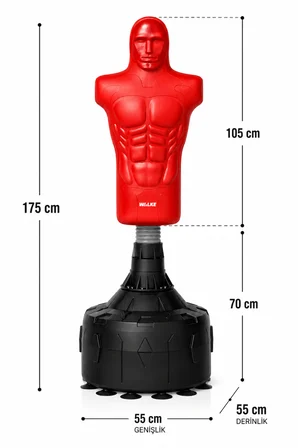 Walke Boks Torbası Manken 175 cm Profesyonel Antrenman Standı – Vakumlu Tabanlı Kick Boks ve MMA