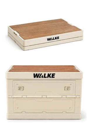 Walke CampBox Katlanabilir Kamp Masası ve Saklama Kutusu 50x38 cm Ahşap Kapaklı