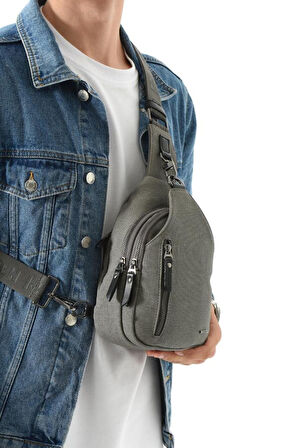 Erkek Bady Bag Göğüs Çantası Kanvas Kumaş Sırt Çantası 27*17 Cm Günlük Omuz Çantası