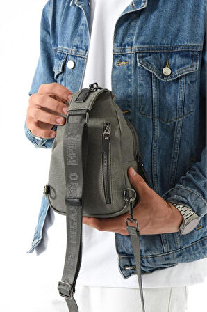 Erkek Bady Bag Göğüs Çantası Kanvas Kumaş Sırt Çantası 27*17 Cm Günlük Omuz Çantası