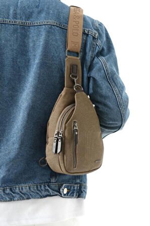 Erkek Bady Bag Göğüs Çantası Kanvas Kumaş Sırt Çantası 27*17 Cm Günlük Omuz Çantası
