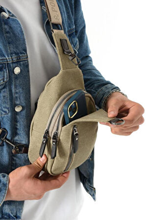 Erkek Bady Bag Göğüs Çantası Kanvas Kumaş Sırt Çantası 27*17 Cm Günlük Omuz Çantası