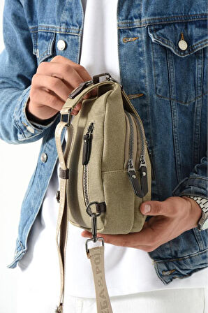 Erkek Bady Bag Göğüs Çantası Kanvas Kumaş Sırt Çantası 27*17 Cm Günlük Omuz Çantası