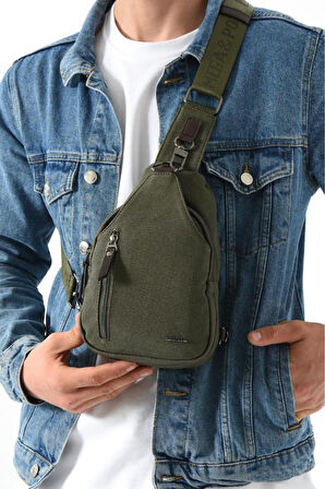 Erkek Bady Bag Göğüs Çantası Kanvas Kumaş Sırt Çantası 27*17 Cm Günlük Omuz Çantası