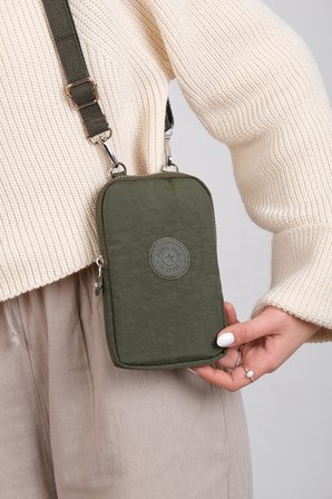 M 226 Mega Bag Krinkıl Kumaş Unisex Küçük Omuz Çantası, Telefonluk Yeşil