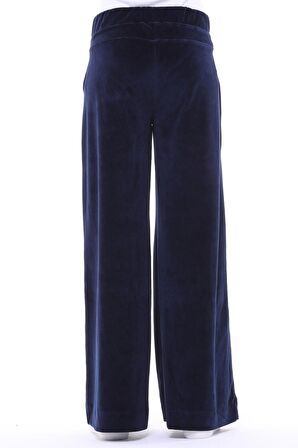 Kadın Kadife Oversize Bol Paça Pantolon Lacivert