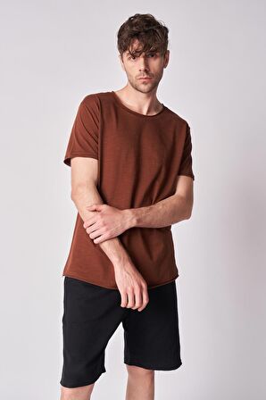 Erkek %100 Pamuk Kısa Kollu Kayık Yaka Tişört