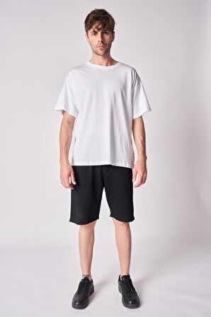 Erkek %100 Pamuk Oversize Kısa Kollu Bisiklet Yaka Tişört