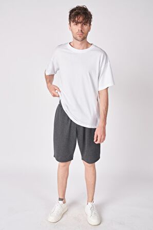Erkek Dokulu Oversize Bermuda