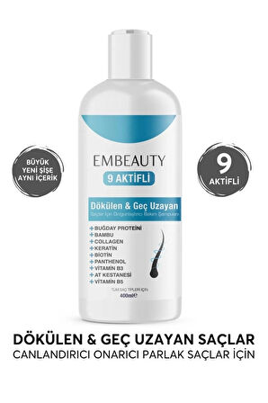 Embeauty Kolajen Ve Keratin Saç Dökülmesine Karşı Hızlı Sac Uzatan Dolgunlaştırıcı Onarıcı Besleyici Şampuan