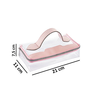 Şeffaf Seyahat Makyaj Kozmetik Çantası - 223-YTY Pembe