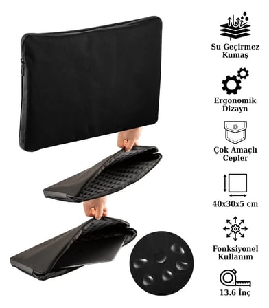 Notebook Laptop Macbook Çantası 13"-13.6" inç - 800-DÜZ Siyah