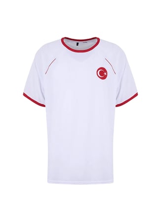 North Of Navy TÜRKİYE - SEZON Beyaz Tshirt Bisiklet Yaka Regular Fit Nakışlı Erkek T-Shirt