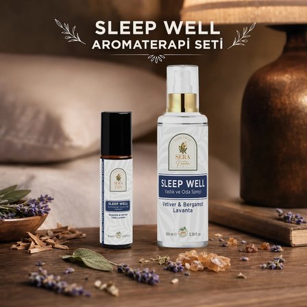 Sleep Well Aromaterapi Seti – Roll-On 10 ml ve Yastık & Oda Spreyi 100 ml