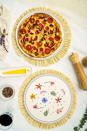 Dalya 32 Cm 2'li Porselen Pizza Ve Servis Tabağı