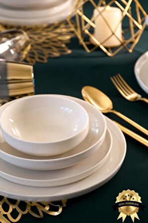 Heda Porselen Rüya Kırık Beyaz 24 Parça 6 Kişilik Porselen Yemek Takımı