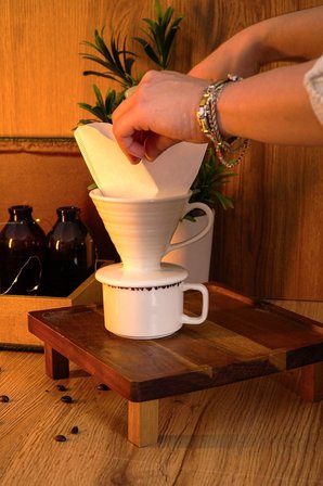 Coffee Filter V60 Porselen Kırık Beyaz Dripper Kahve Filtresi