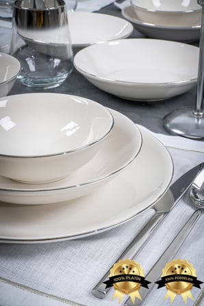 Hayal Platin Yaldız 18 Parça 6 Kişilik Porselen Yemek Takımı