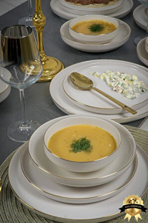 Heda Porselen Rüya Altın Yaldız 24 Parça 6 Kişilik Porselen Yemek Takımı