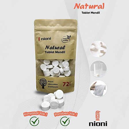 Nioni Natural Tablet Mendil 72 Adet