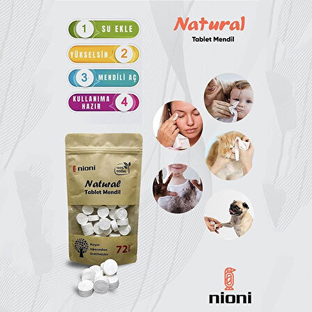 Nioni Natural Tablet Mendil 72 Adet