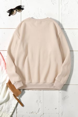 Unisex Yoncakalp Baskılı Bisiklet Yaka Sweatshirt