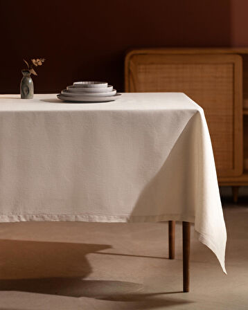 Madame Coco Brume Leke Tutmaz Masa Örtüsü - Ekru - 160x300 cm
