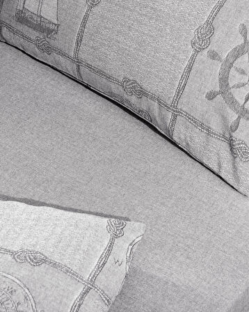 Etretat Çift Kişilik Pamuklu Jakarlı Nevresim Takımı - Gri