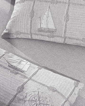 Etretat Çift Kişilik Pamuklu Jakarlı Nevresim Takımı - Gri