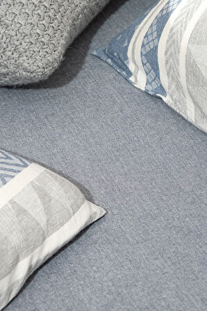 Semnoz Çift Kişilik Pamuklu Jakarlı Nevresim Takımı - Gri/Lacivert