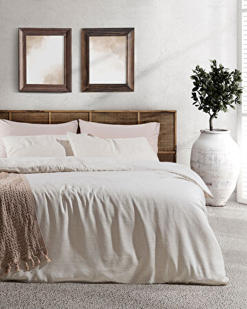 Valenza Çift Kişilik Pamuklu Jakarlı Nevresim Takımı - Açık Bej