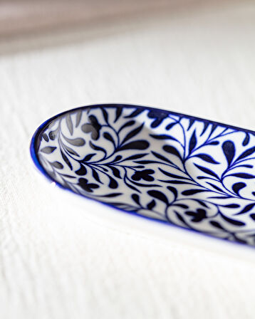 Rêve Bleu La Graine New Bone China Servis Tabağı - 14 cm - Mavi/Beyaz