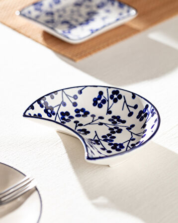 Rêve Bleu Ange New Bone China Servis Tabağı - 15 cm - Mavi/Beyaz