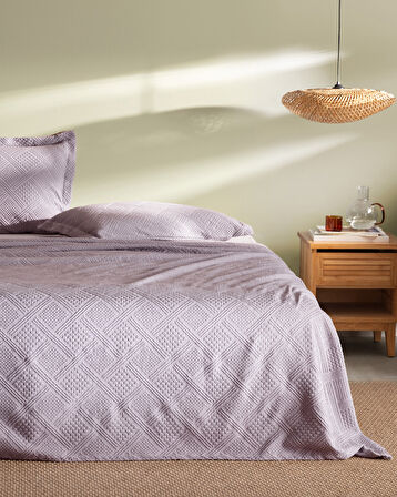 Triangle King Size %100 Pamuk Yatak Örtüsü - Açık Mürdüm