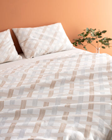 Danton King Size %100 Pamuk Karde Baskılı Pike Takımı - Bej