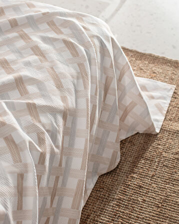 Danton King Size %100 Pamuk Karde Baskılı Pike Takımı - Bej