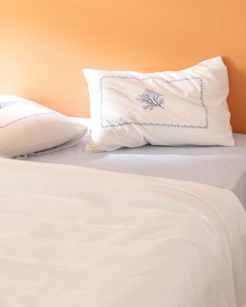 Mathilda King Size %100 Pamuk Karde Baskılı Pike Takımı - Beyaz