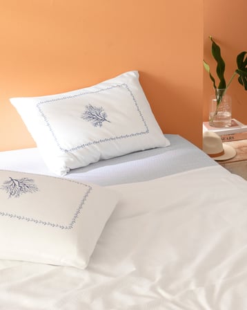 Mathilda King Size %100 Pamuk Karde Baskılı Pike Takımı - Beyaz