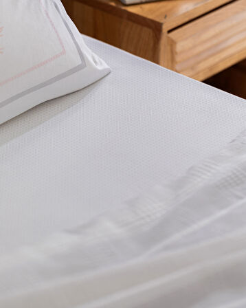 Edgard Çift Kişilik Pamuklu Ecocell Baskılı Pike Takımı - Gri